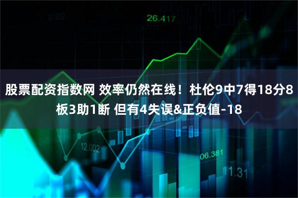股票配资指数网 效率仍然在线！杜伦9中7得18分8板3助1断 但有4失误&正负值-18